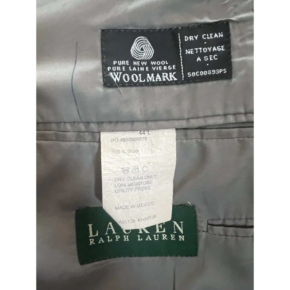 VTG Ralph Lauren‎ Mens 44L Suit Jacket Wool Mini Houndstooth Blazer Sport Coat